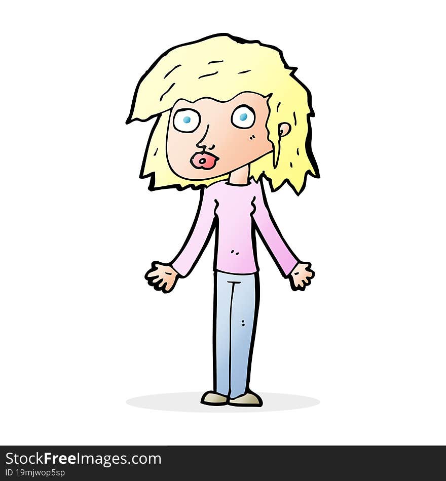 cartoon girl shrugging shoulders