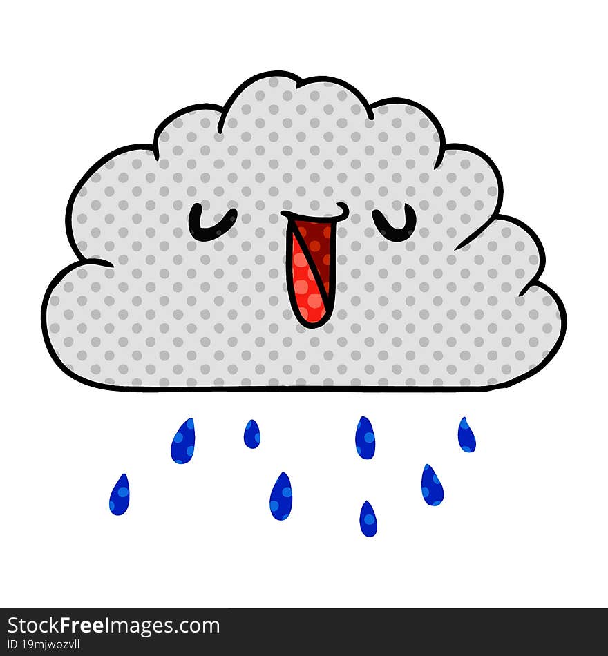 cartoon illustration kawaii weather rain cloud. cartoon illustration kawaii weather rain cloud