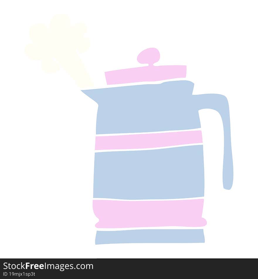 flat color illustration cartoon kettle