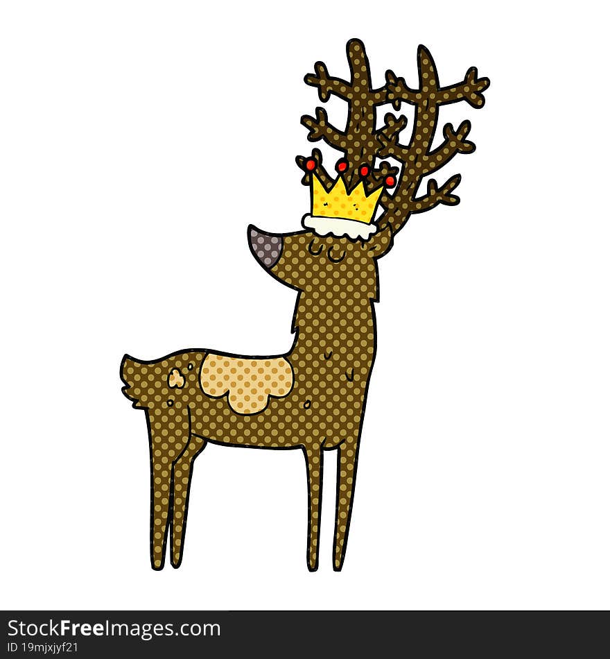 freehand drawn cartoon stag king