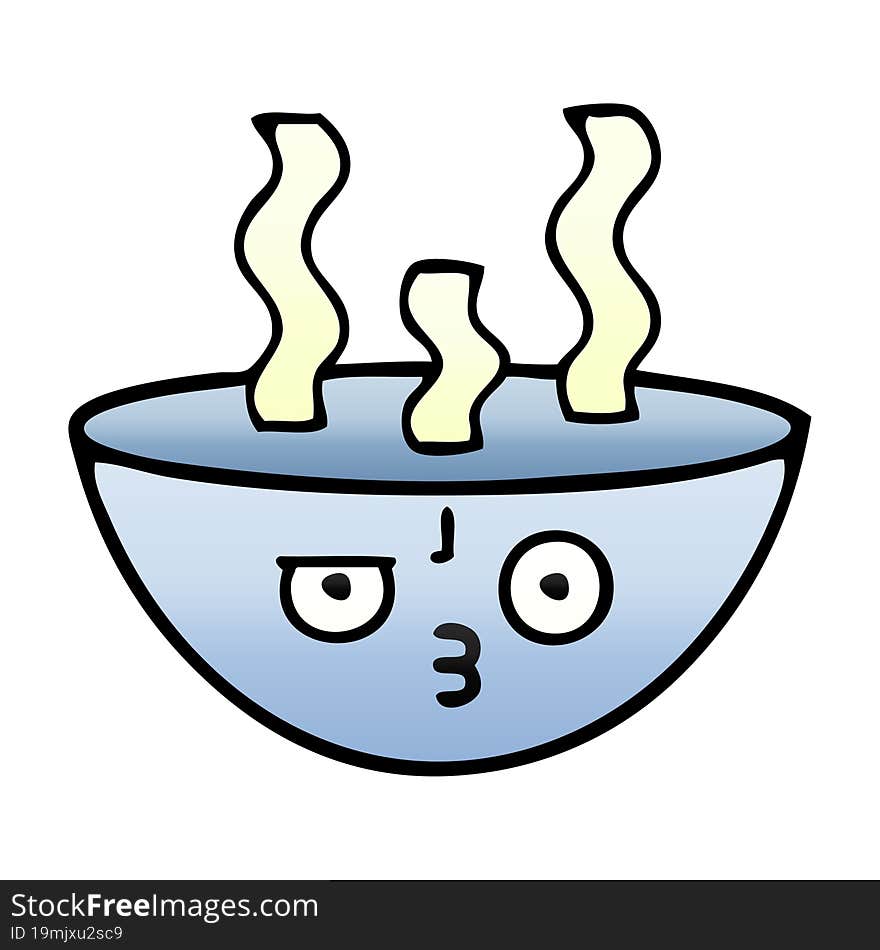 gradient shaded cartoon bowl of hot soup