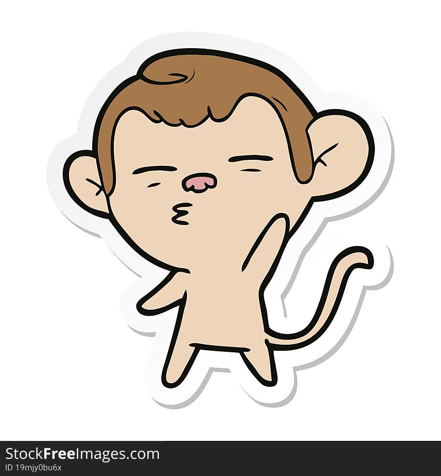 sticker of a cartoon suspicious monkey