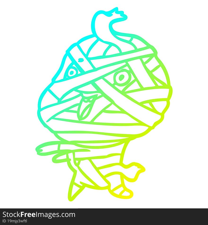 Cold Gradient Line Drawing Cute Cartoon Halloween Mummy