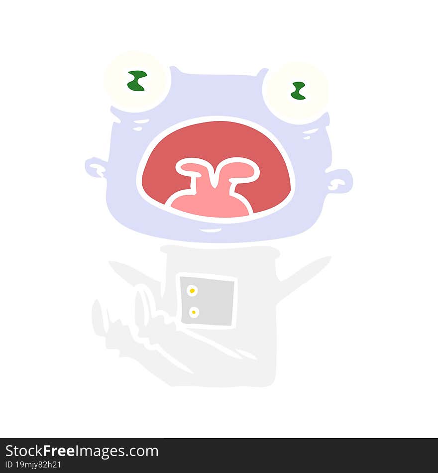 flat color style cartoon weird alien shouting