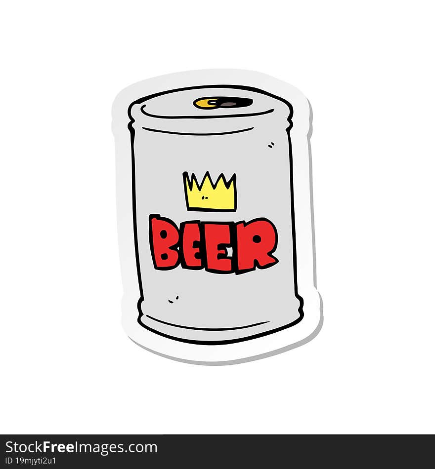 sticker of a cartoon beer can