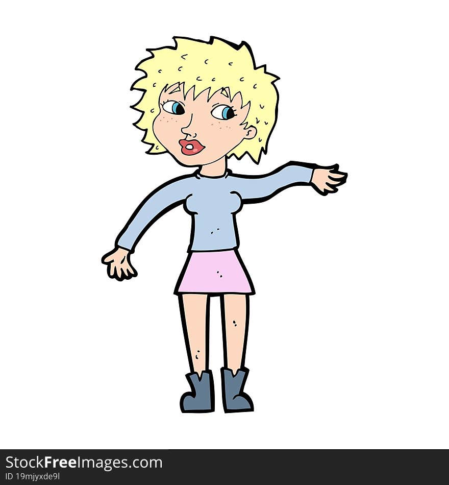 cartoon friendly woman waving