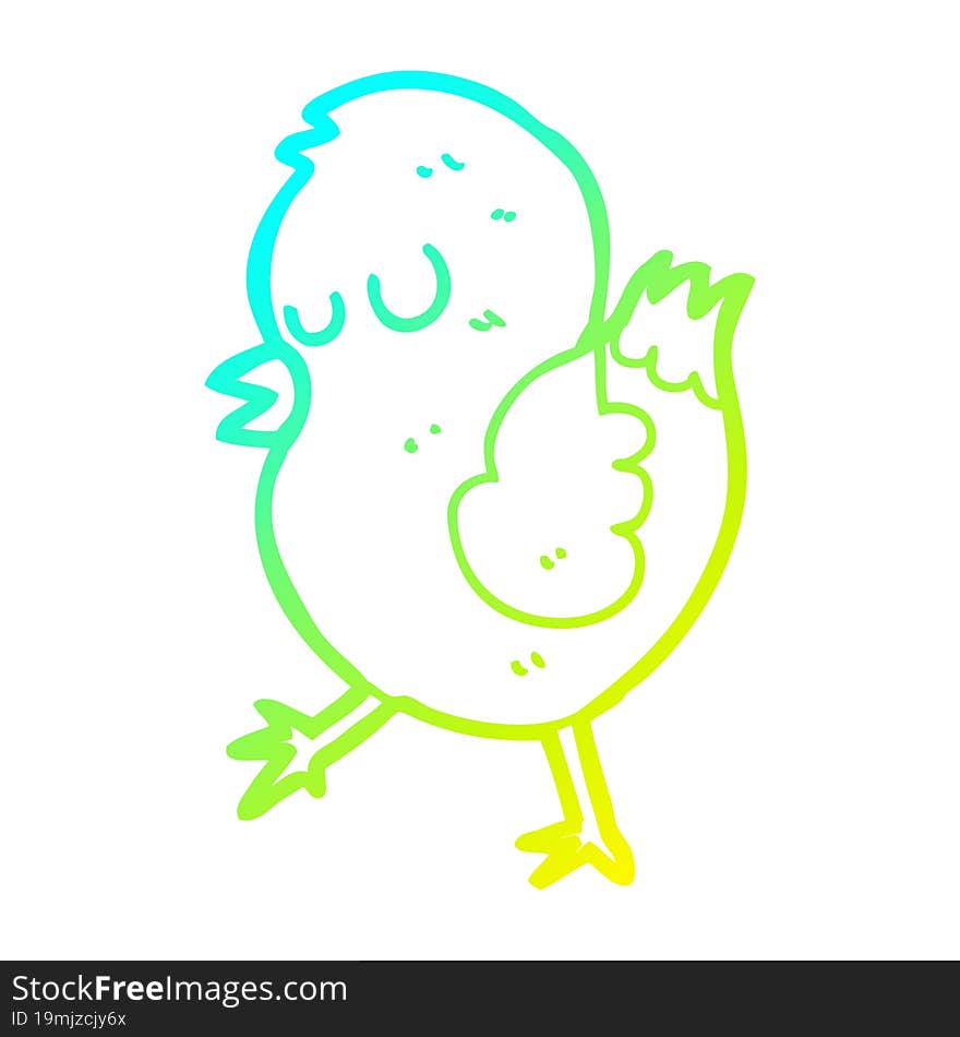 cold gradient line drawing cartoon bird