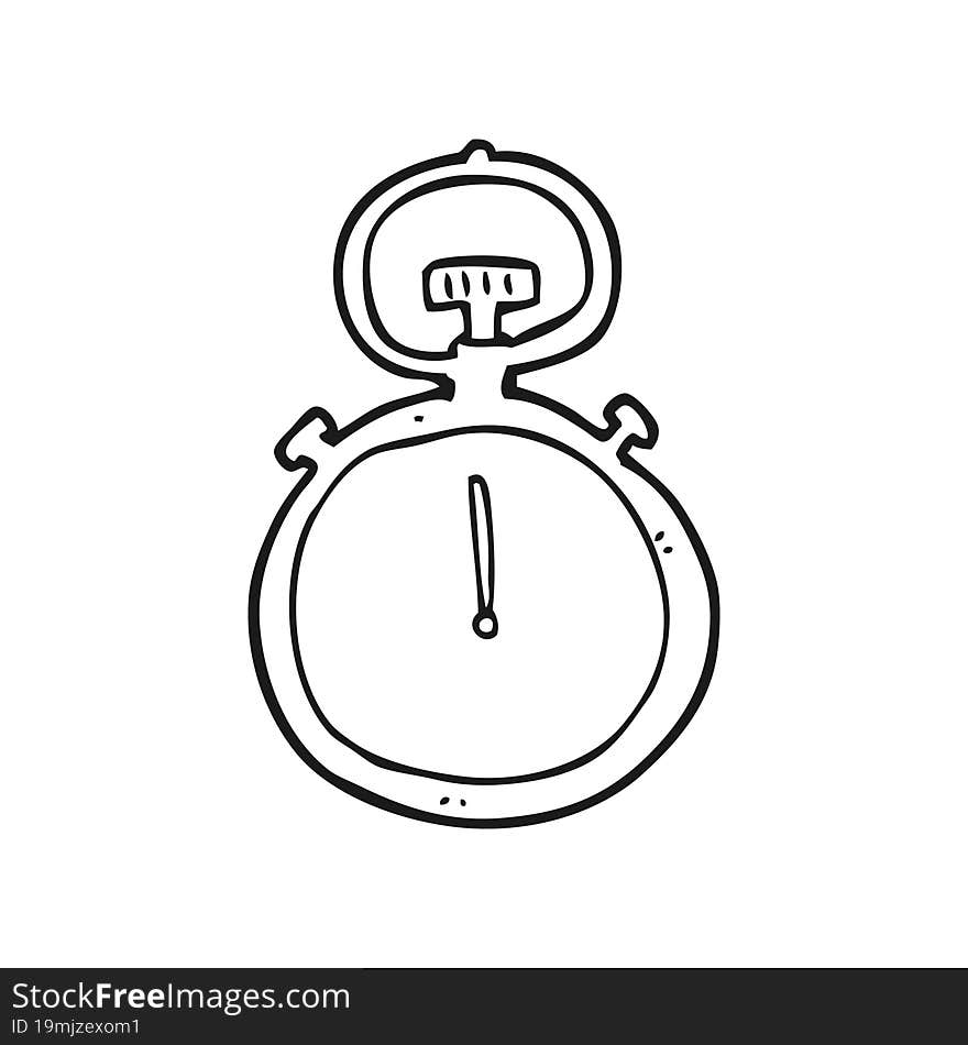 freehand drawn black and white cartoon stop watch