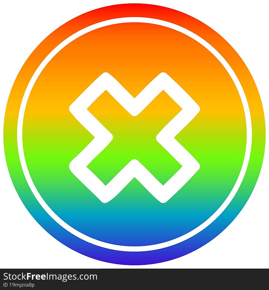 multiplication sign circular icon with rainbow gradient finish. multiplication sign circular icon with rainbow gradient finish