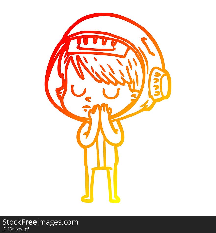 warm gradient line drawing of a cartoon astronaut woman