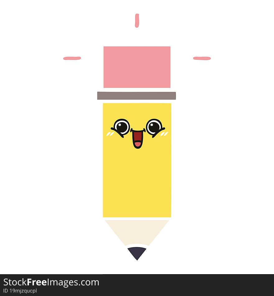 flat color retro cartoon of a pencil