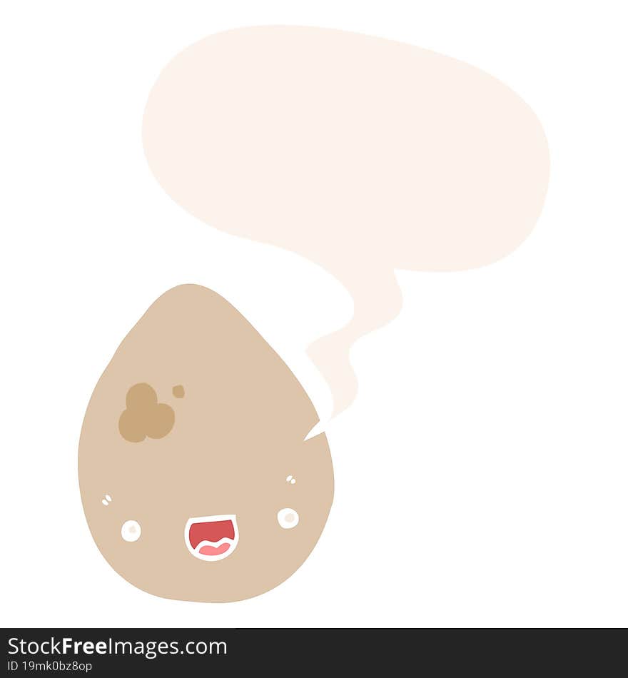 cartoon egg with speech bubble in retro style