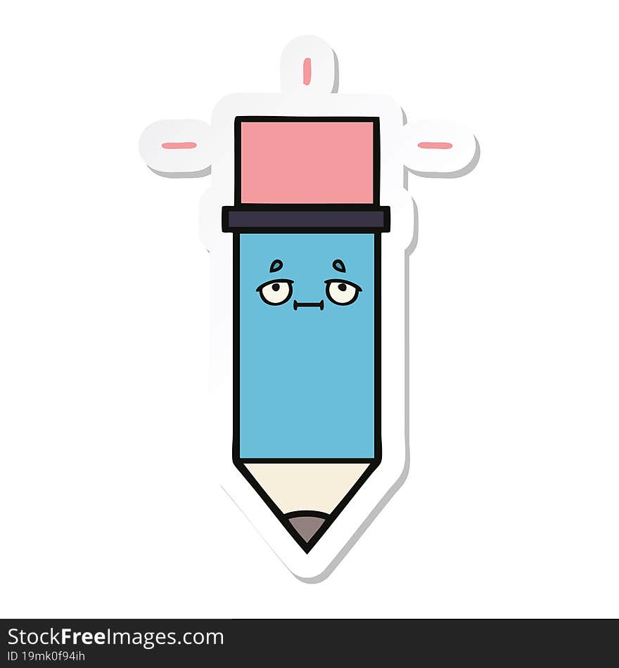 sticker of a cute cartoon pencil