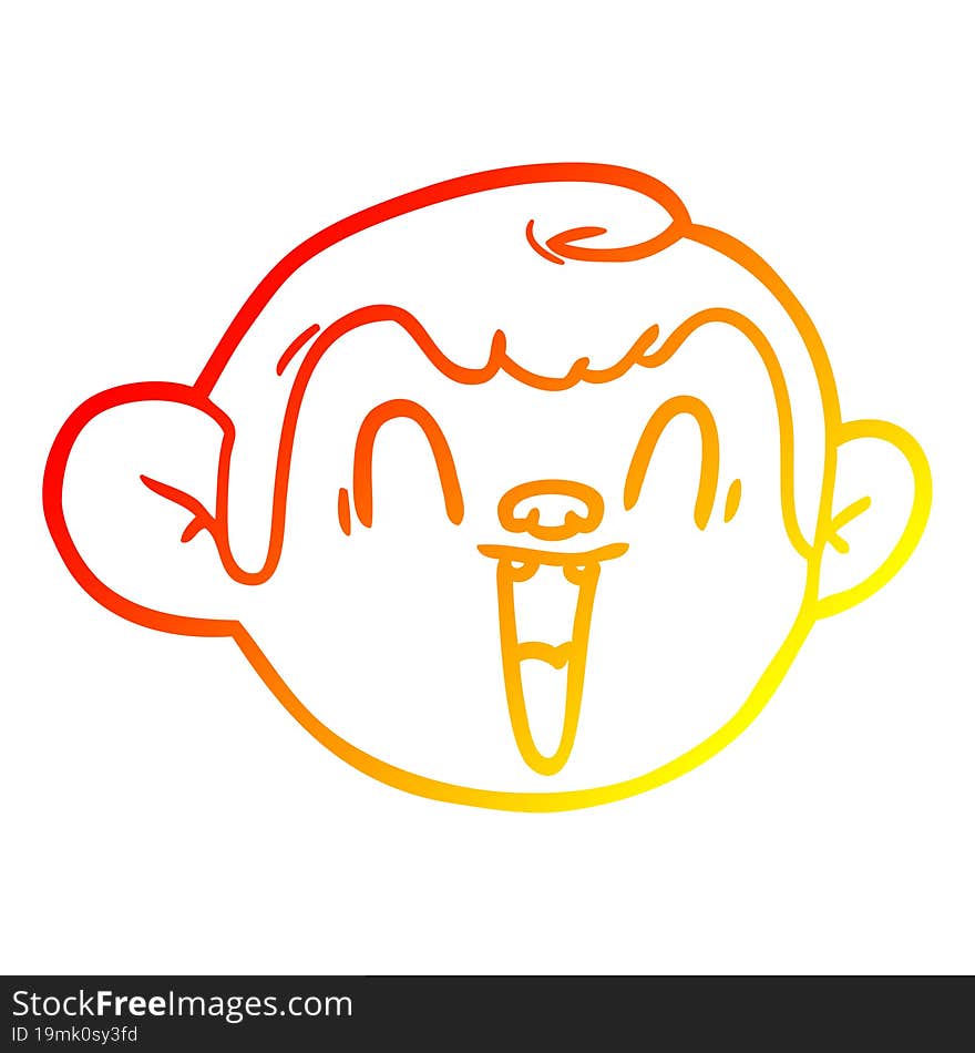 warm gradient line drawing cartoon monkey face