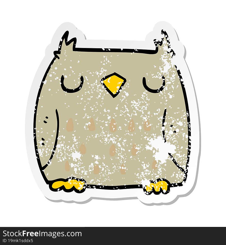 Distressed Sticker Of A Cute Cartoon Owl