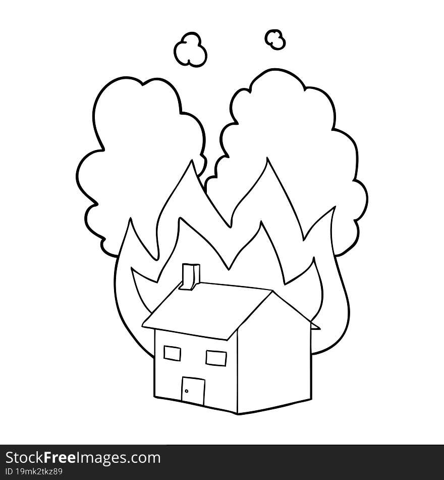 cartoon burning house. cartoon burning house