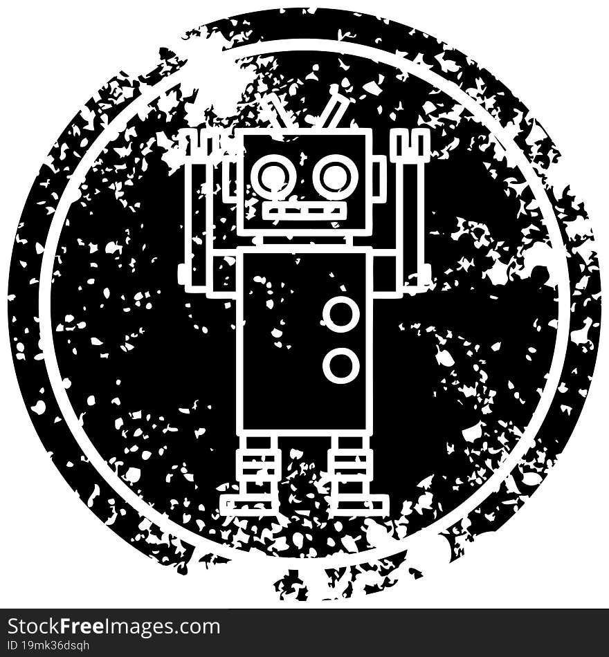 dancing robot distressed icon symbol