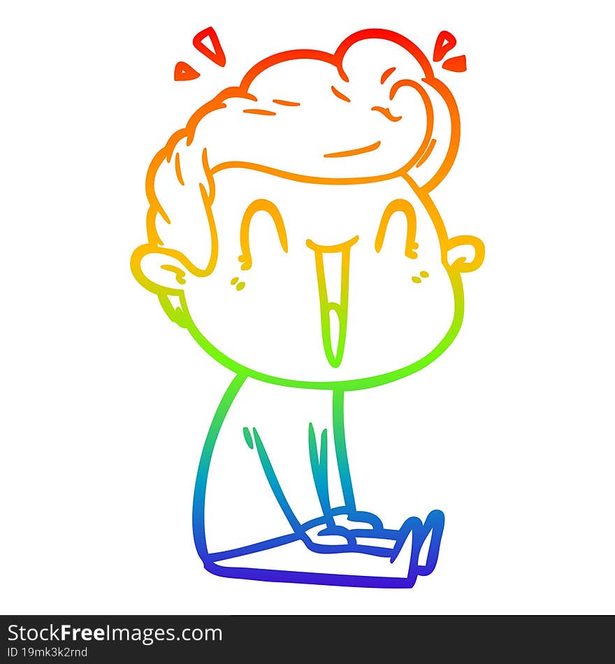 rainbow gradient line drawing cartoon excited man