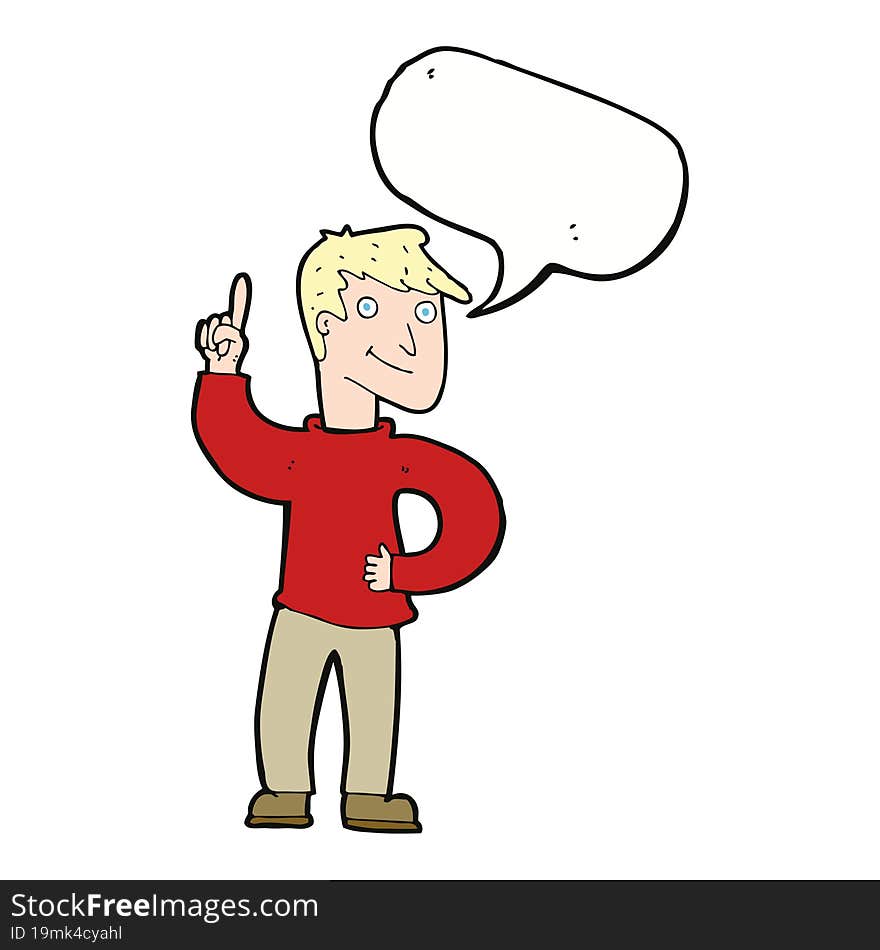 cartoon man with great idea with speech bubble