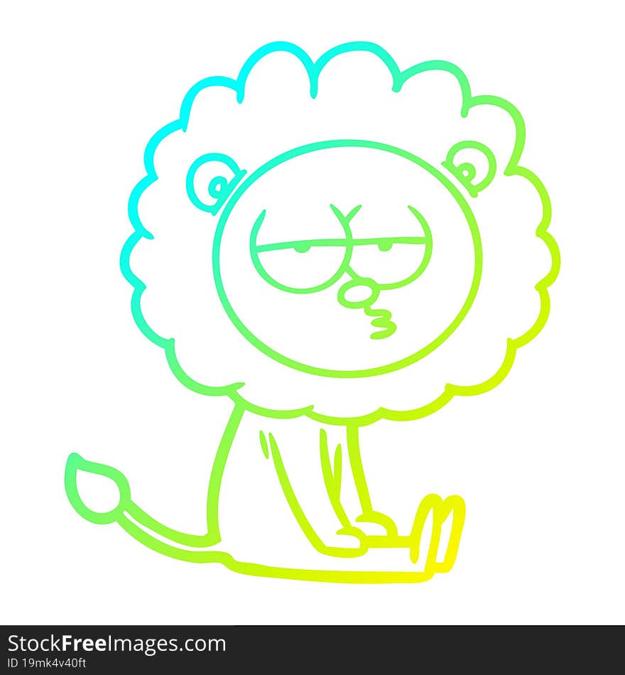 cold gradient line drawing cartoon bored lion