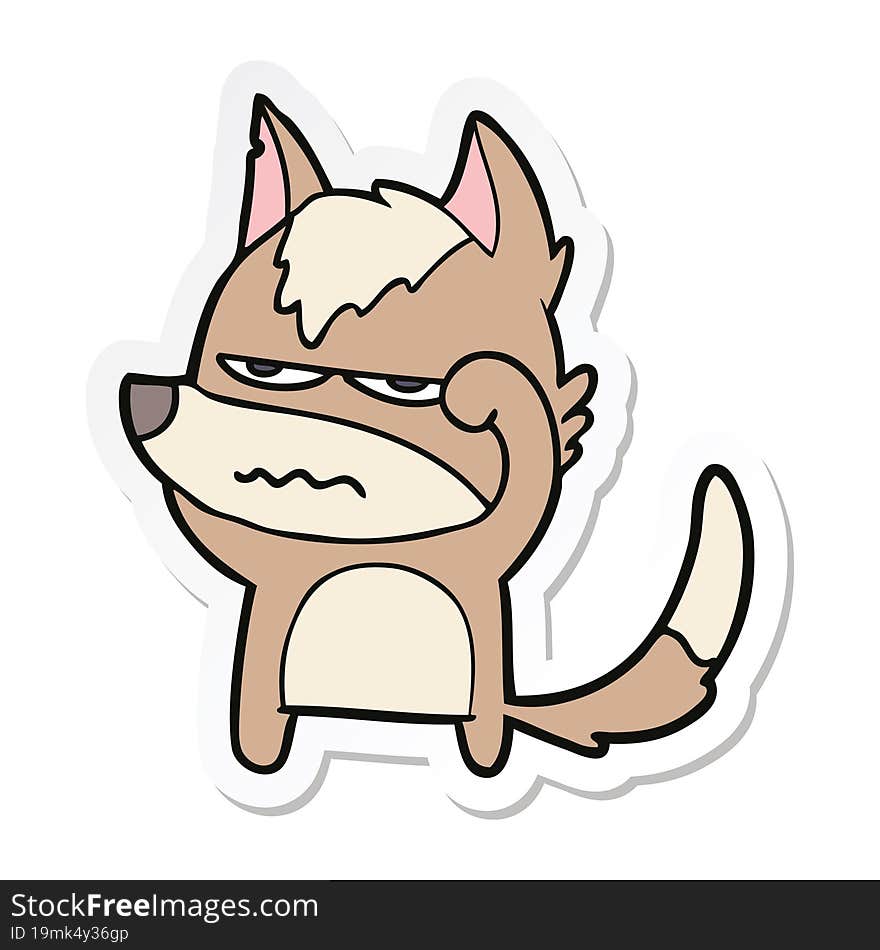 sticker of a cartoon annoyed wolf