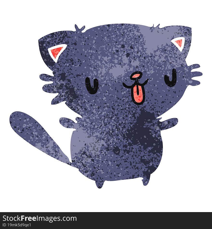 retro cartoon illustration of cute kawaii cat. retro cartoon illustration of cute kawaii cat