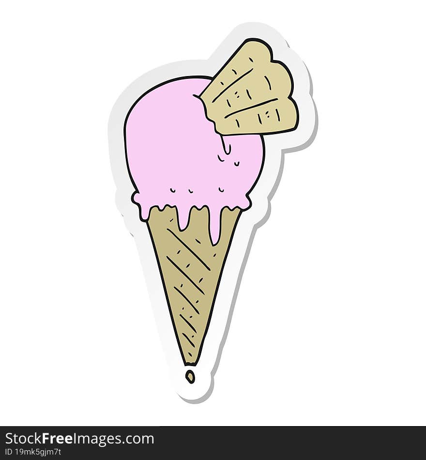 sticker of a cartoon ice cream cone