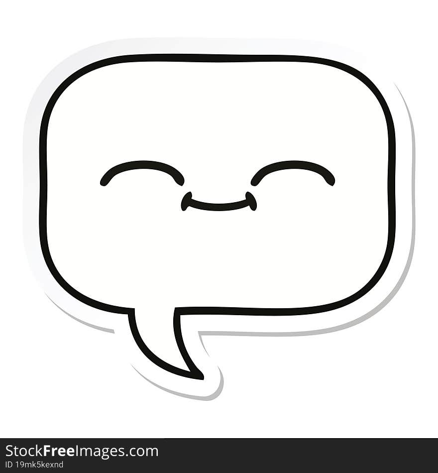 Sticker Of A Cute Cartoon Speech Bubble