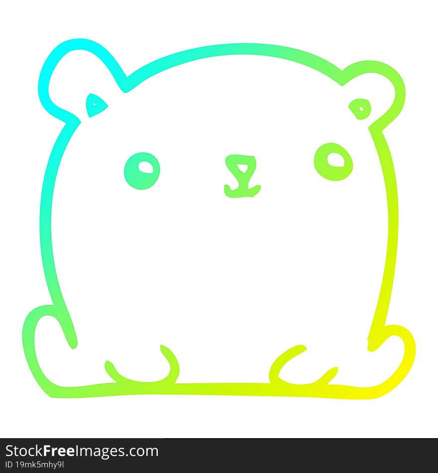 Cold Gradient Line Drawing Cute Cartoon Bear