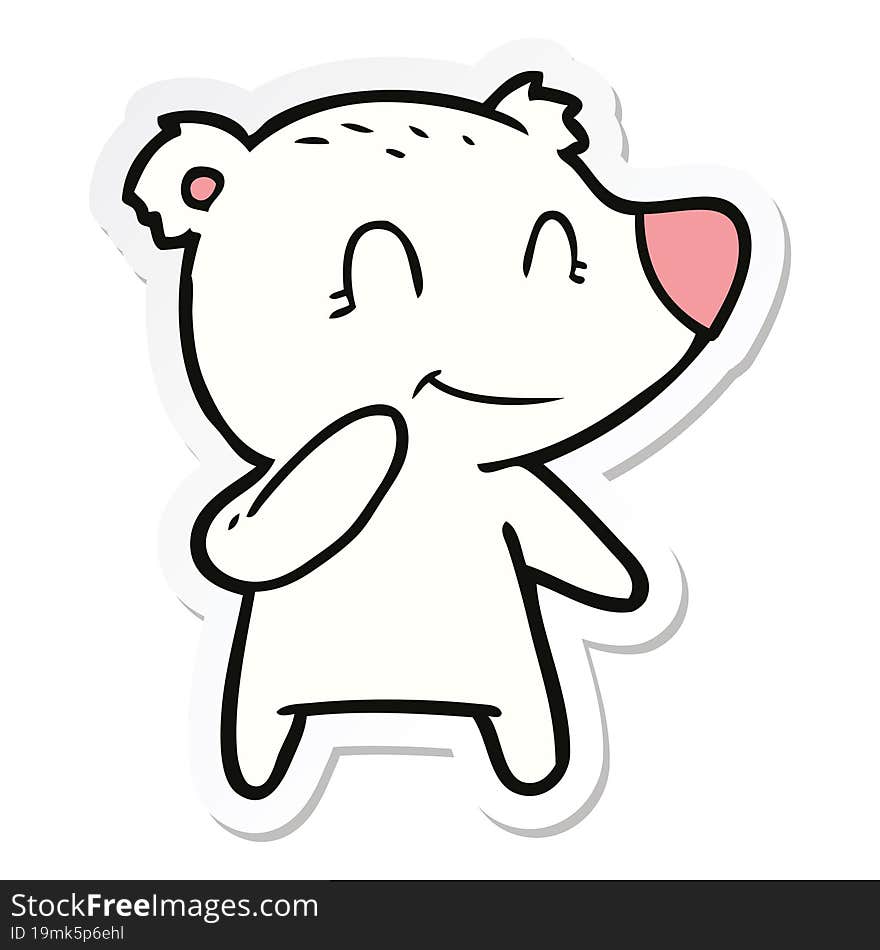 sticker of a smiling polar bear cartoon