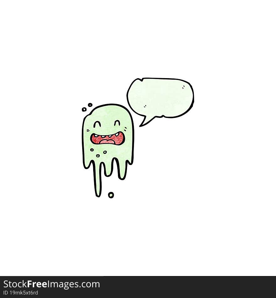 cartoon spooky ghost with speech bubble