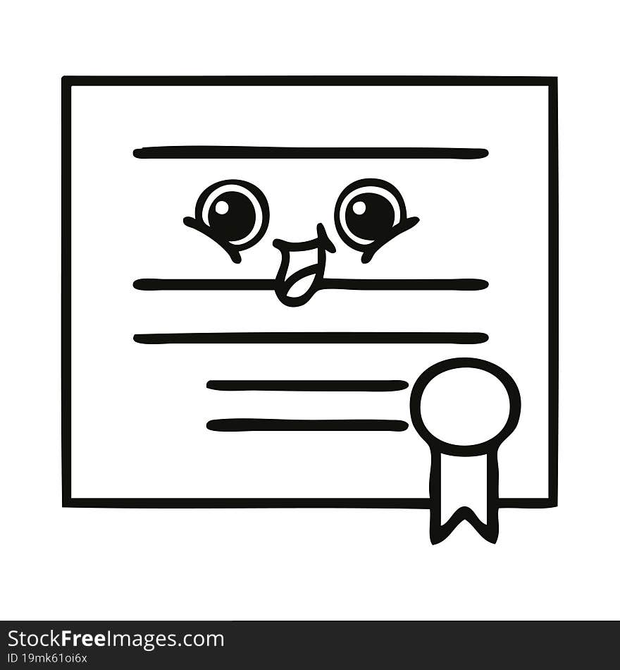 line drawing cartoon graduation diploma