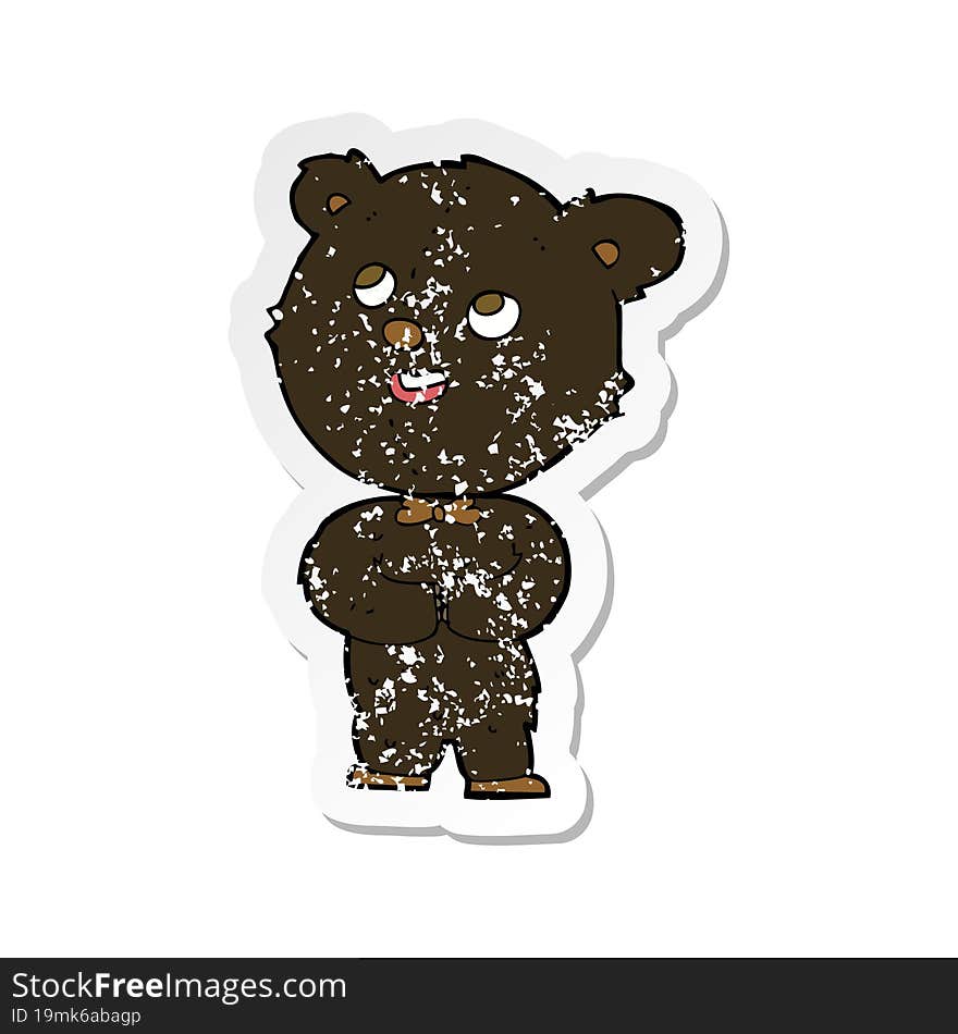 Retro Distressed Sticker Of A Cartoon Cute Teddy Bear