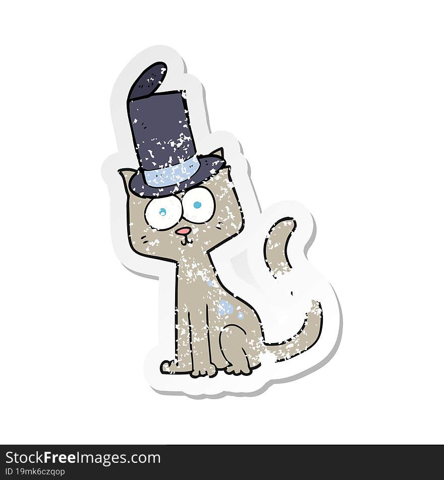 retro distressed sticker of a cartoon cat