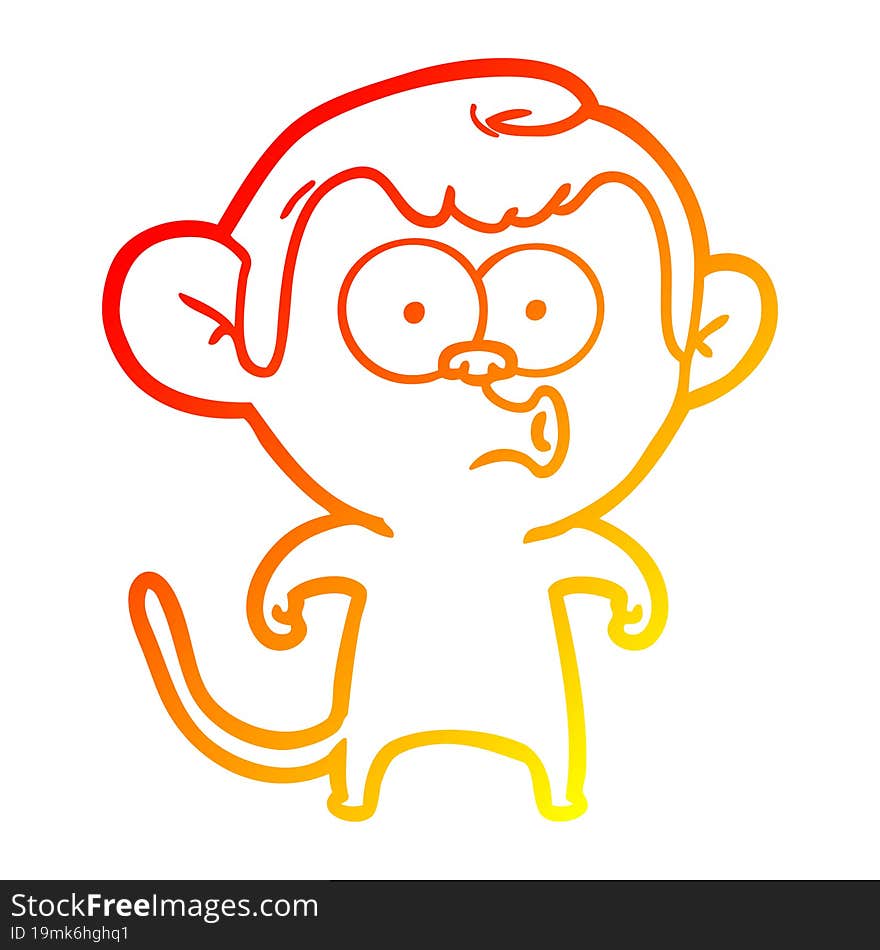 Warm Gradient Line Drawing Cartoon Hooting Monkey