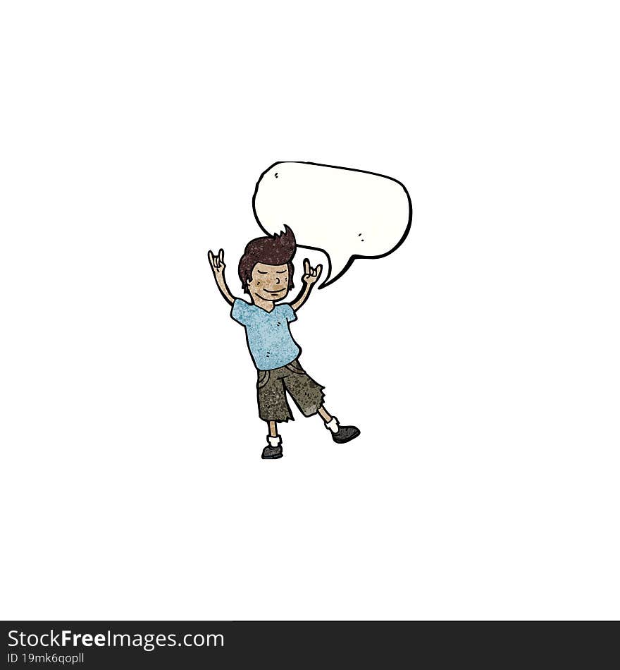 happy cartoon man with speech bubble