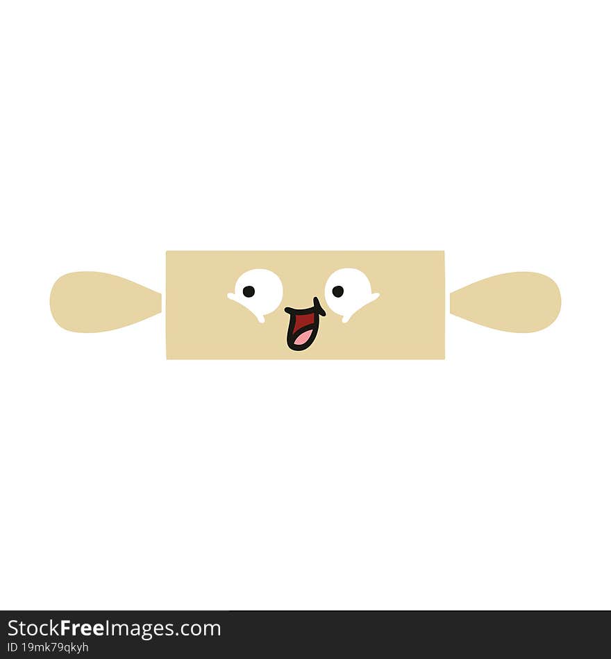 flat color retro cartoon rolling pin