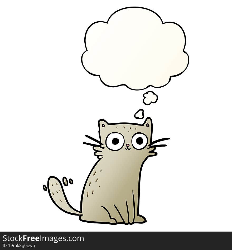 cartoon cat with thought bubble in smooth gradient style