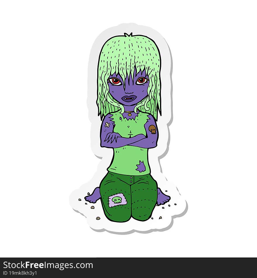 sticker of a cartoon vampire girl