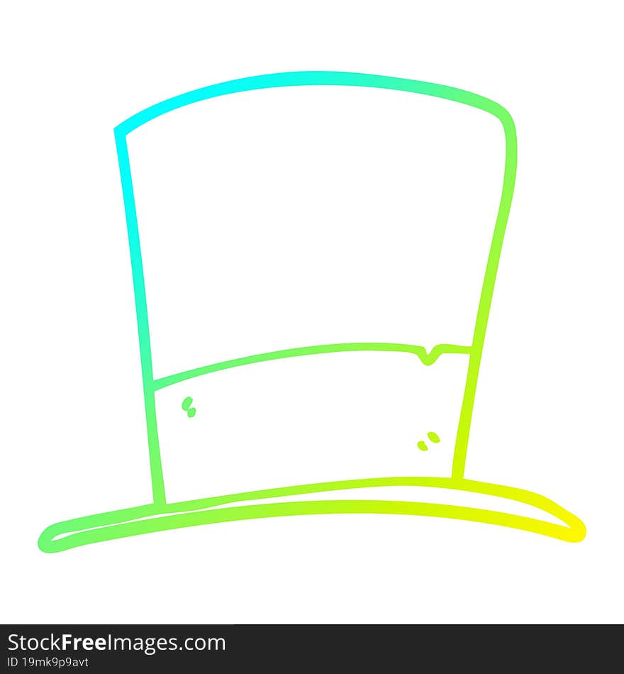 Cold Gradient Line Drawing Cartoon Top Hat