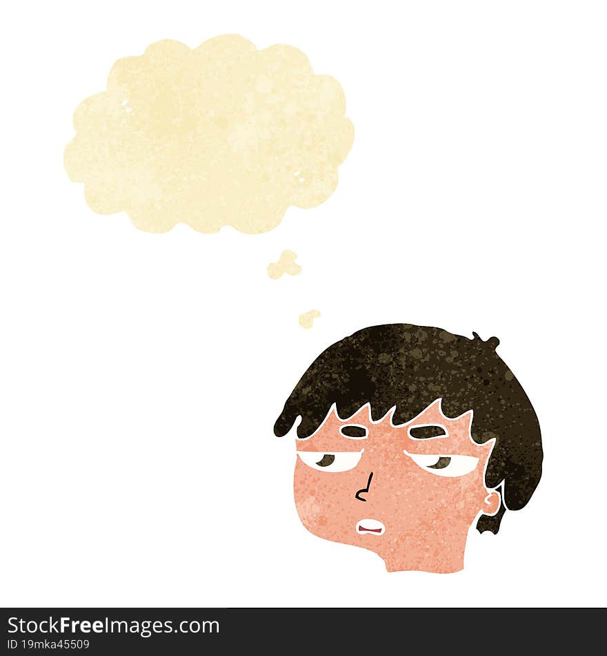 cartoon annoyed boy with thought bubble