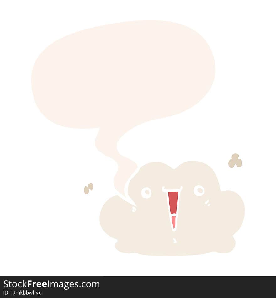 Cute Cartoon Cloud And Speech Bubble In Retro Style