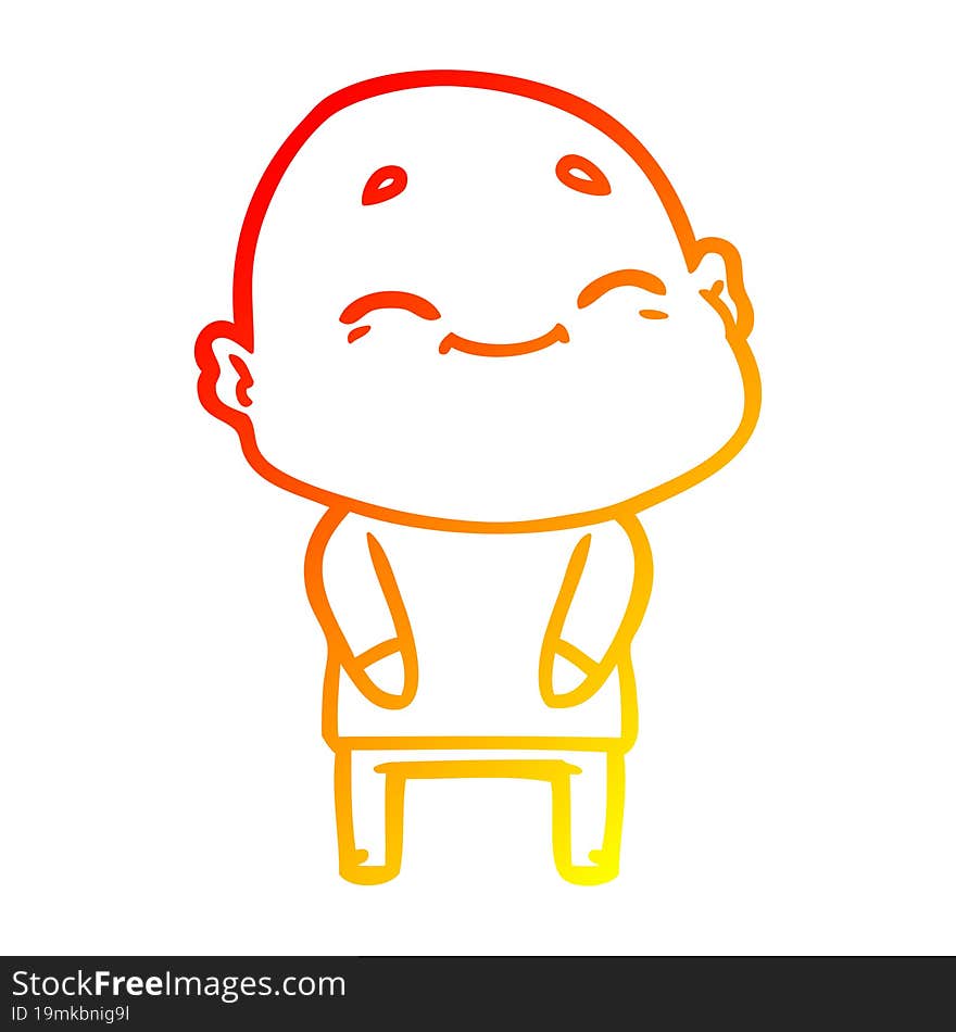 warm gradient line drawing happy cartoon bald man