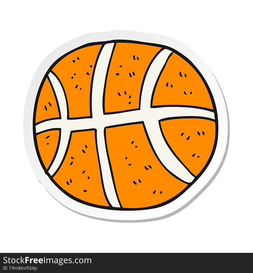 Sticker Of A Cartoon Basketball