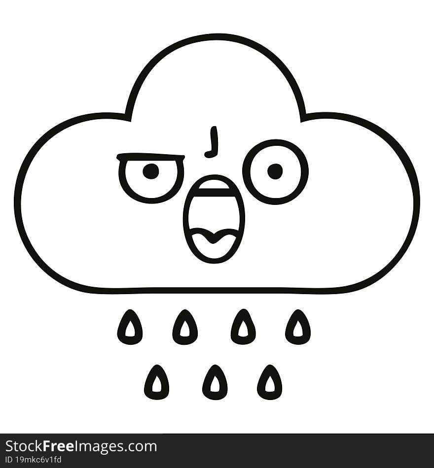 line drawing cartoon of a rain cloud