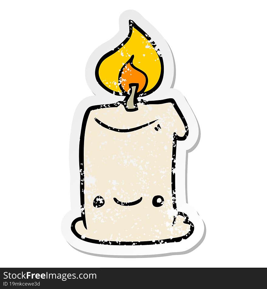 distressed sticker of a cartoon candle