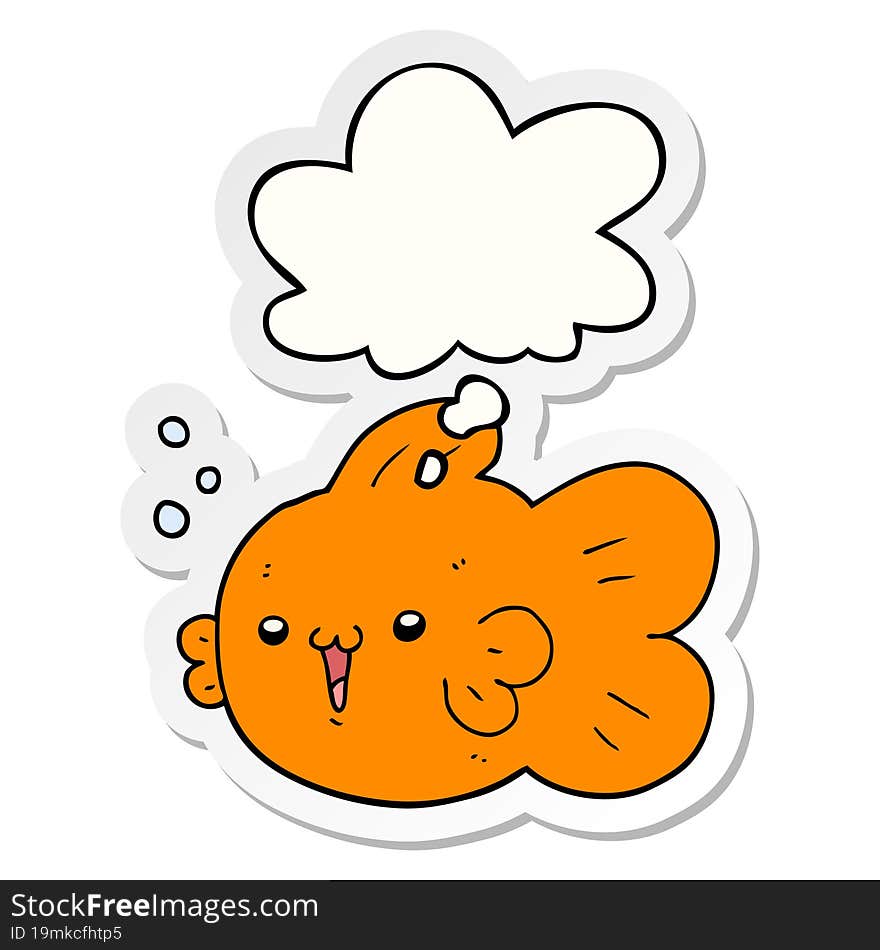 cartoon fish and thought bubble as a printed sticker