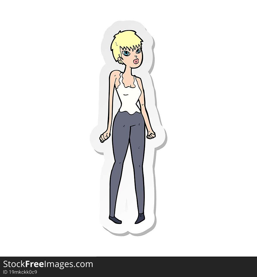 sticker of a cartoon pretty woman