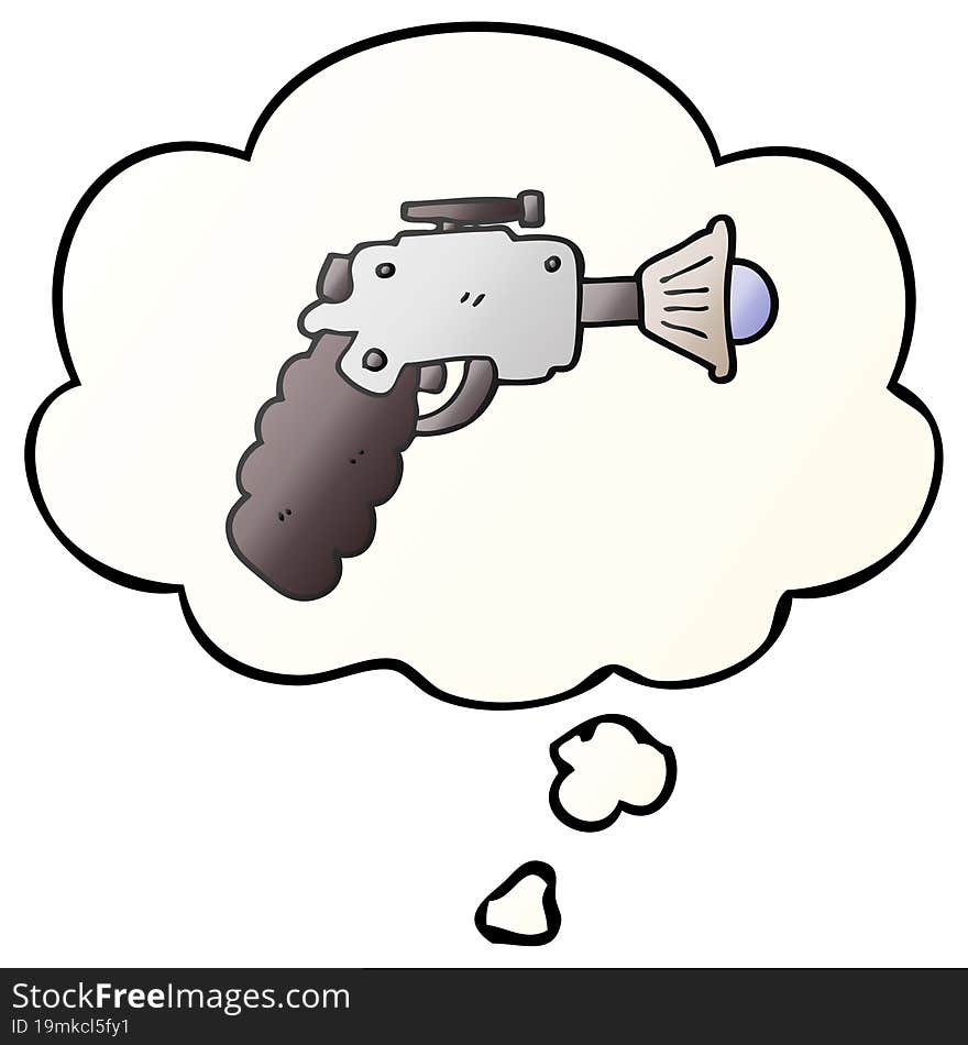 Cartoon Ray Gun And Thought Bubble In Smooth Gradient Style