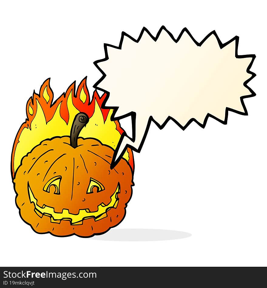 Cartoon Grinning Pumpkin With Speech Bubble